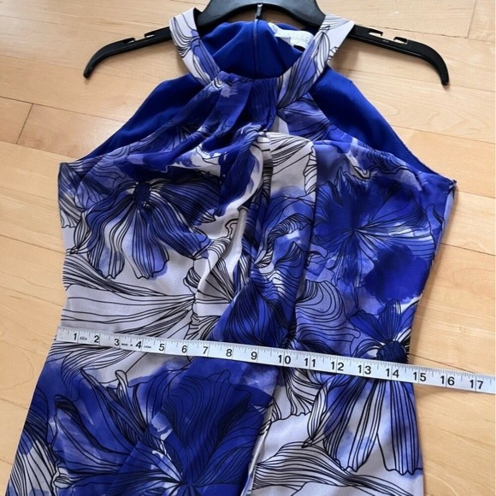 Badgley Mischka by Mark And James Floral Print Drape Front Maxi Dress 4 NWOT - Picture 7 of 14